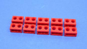 Preview: LEGO 10 x Technik Lochstein 1x2 2 LÃ¶cher rot Red Technic Brick 1x2 with 32000