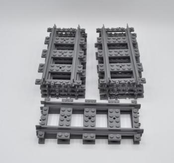 Preview: LEGO 10 x Schiene Gerade neues dunkelgrau Dark Bluish Gray Train Straight 53401