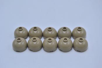 Preview: LEGO 10 x Kuppel dunkelbeige Dark Tan Brick Round 2x2 Dome Top Hollow Stud 553c