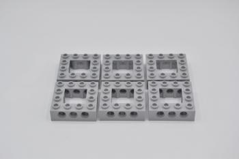 Preview: LEGO 6 x Lochstein Rahmen neuhell grau Light Bluish Gray Technic Brick 4x4 32324