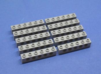 Preview: LEGO 10 x Lochstein neuhell grau Light Bluish Gray Technic Brick 1x6 Holes 3894