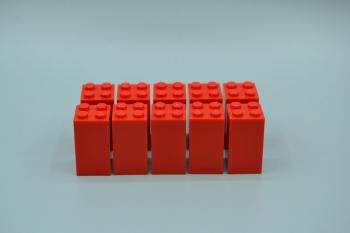 Preview: LEGO 10 x Basisstein SÃ¤ule StÃ¼tze hoch rot Red Brick 2x2x3 30145