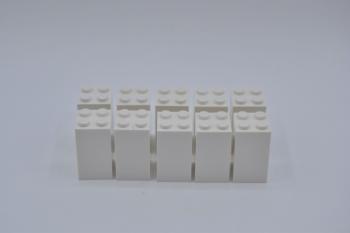 Preview: LEGO 10 x Basisstein SÃ¤ule StÃ¼tze hoch weiÃŸ White Brick 2x2x3 30145