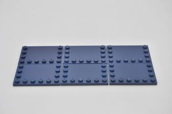 Preview: LEGO 6 x Fliese Randnoppe dunkelblau Dark Blue Tile 4x6 with Studs on Edges 6180