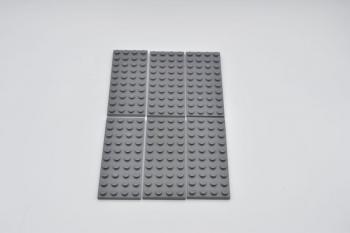 Preview: LEGO 6 x Basisplatte neues dunkelgrau Dark Bluish Gray Plate 4x10 3030