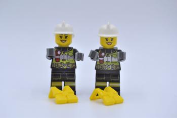 Preview: LEGO 2 x Figur Minifigur Minifigs Feuerwehrfrau Firewoman Fire cty0650