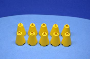 Preview: LEGO 10 x Kegelstein Zylinder offen gelb Yellow Cone 2x2x2 Open Stud 3942c