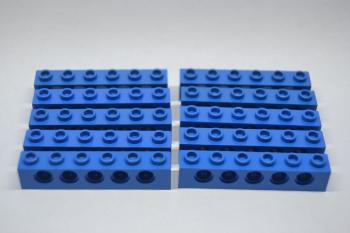 Preview: LEGO 10 x Lochstein Lochbalken blau Blue Technic Brick 1x6 with Holes 3894