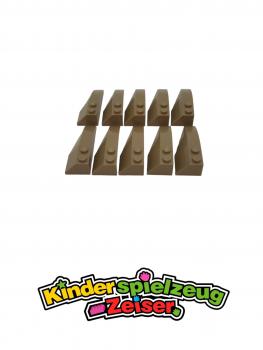 Preview: LEGO 10 x Keilstein links schrÃ¤g dunkelbeige Dark Tan Wedge 6x2 Left 41748