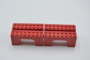 Preview: LEGO 4 x Bogenstein BrÃ¼cke rund rot Red Brick Arch 2x8x3 4743