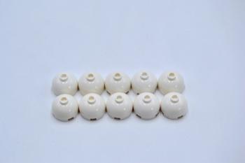 Preview: LEGO 10 x Rundstein Kuppel weiÃŸ White Brick Round 2x2 Dome Top Hollow Stud 553c