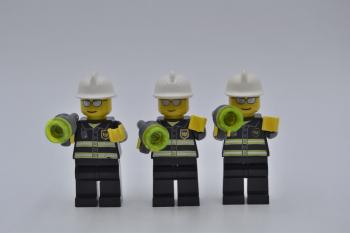 Mobile Preview: LEGO 3 x Figur Minifigur Feuerwehr Reflektor Streifen Helm weiß wc021