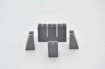 Preview: LEGO 6 x SchrÃ¤gstein neues dunkelgrau Dark Bluish Gray Slope 75 2x2x3 3684c