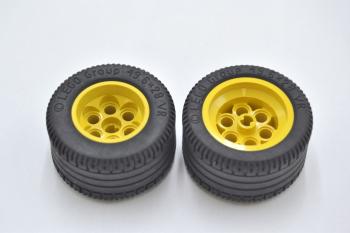 Preview: LEGO 2 x Rad Reifen Felge gelb Yellow Wheel Tire 49.6x28 VR 6595c02