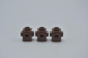 Preview: LEGO 3 x Konverter alt braun Brown Brick Modified 1x1 with Studs on 4 Sides 4733