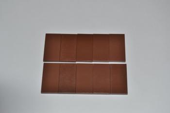Preview: LEGO 10 x Fliese Kachel glatt rotbraun Reddish Brown Tile 2x4 87079