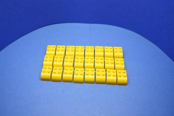 Preview: LEGO 24 x Bogenstein gelb Yellow Slope Curved 3x2x1 with Four Studs 6215