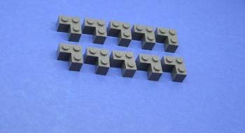 Preview: LEGO 10 x Eckstein neues dunkelgrau Dark Bluish Gray Brick 2x2 Corner 2357