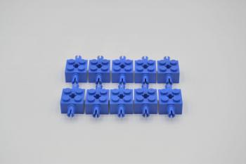 Preview: LEGO 10 x Technik Stein 2x2 Kreuzloch mit 2 Pins blau blue technic brick 30000