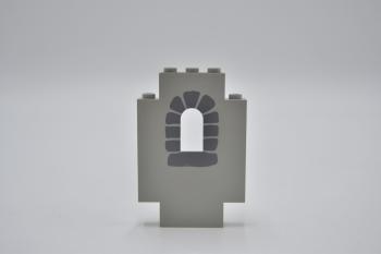 Preview: LEGO Burgmauer bedruckt althell grau Light Gray Panel 2x5x6 Wall Window 4444p01