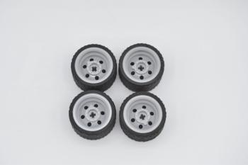 Preview: LEGO 4 x Reifen neuhell grau Light Bluish Gray Wheel Tire 37x22 ZR 56145c03