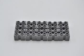 Preview: LEGO 10 x Stein neues dunkelgrau Dark Bluish Gray Brick 2x2 Grooves & Hole 90258