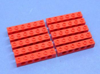 Preview: LEGO 10 x Technik Lochstein Lochbalken rot Red Technic Brick 1x6 with Holes 3894