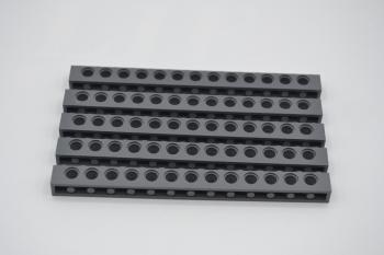 Preview: LEGO 5 x Technic Lochstein neues dunkelgrau Dark Bluish Gray Brick 1x14 32018 