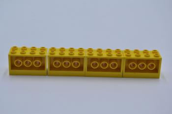 Preview: LEGO 4 x Konverterstein gelb Yellow Brick Modified 2x4x2 with Holes Sides 6061