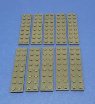 Mobile Preview: LEGO 10 x Basisplatte Bauplatte alt dunkelgrau Dark Gray Basic Plate 2x8 3034