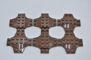 Preview: LEGO 6 x Kreuzplatte mit Kuppel alt braun Brown Plate 6x6x2/3 Cross Dome 30303