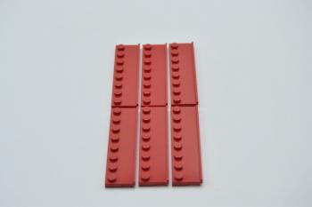 Preview: LEGO 6 x Platte Schiene red Rot Plate Modified 2x8 with Door Rail 30586