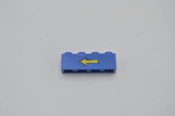 Preview: LEGO Stein Pfeil bedruckt blau Blue Brick 1x4 Left Arrow Border Pattern 3010p42 