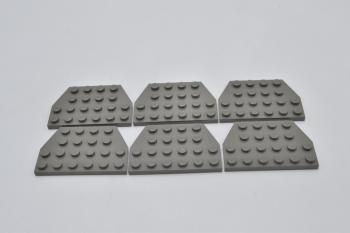 Preview: LEGO 6 x FlÃ¼gelplatte alt dunkelgrau Dark Gray Wedge Plate 4x6 Cut Corners 32059