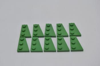 Preview: LEGO 10 x FlÃ¼gelplatte rechts grÃ¼n Green Wedge Plate 3x2 Right 43722