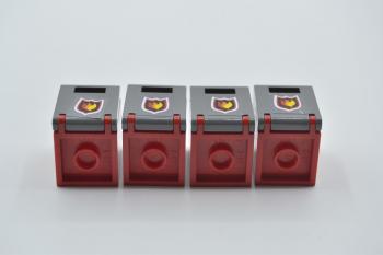 Mobile Preview: LEGO 4 x Box 2x2x2 Kiste Klappe Feuerwehr beklebt dunkelgrau Container 4345 4346
