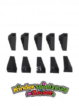 Preview: LEGO 10 x Keilstein FlÃ¼gel schwarz Black Red Wedge 4x2 Triple Right 43711