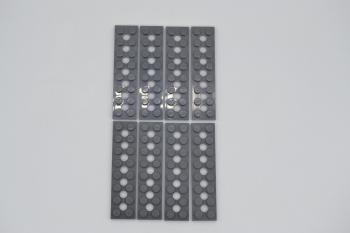 Preview: LEGO 8 x Technic Platte neues dunkelgrau Dark Bluish Gray Plate 2x8 7 Holes 3738