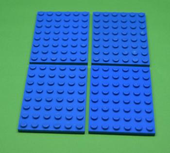 Mobile Preview: LEGO 4 x Basisplatte Bauplatte Grundplatte blau Blue Plate 6x8 3036 303623