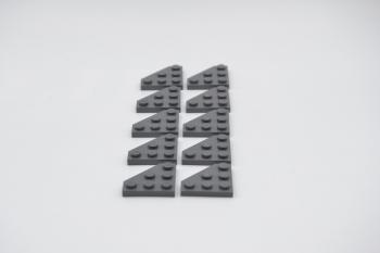 Preview: LEGO 10 x FlÃ¼gelplatte neues dunkelgrau Dark Bluish Gray Wedge 3x3 Corner 2450