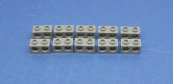 Preview: LEGO 10 x Technik Technic Lochstein 1x2 althell grau 2 LÃ¶cher hole brick 32000