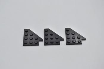 Preview: LEGO 3 x FlÃ¼gelplatte rechts schwarz Black Wedge Plate 4x4 Wing Right 3935