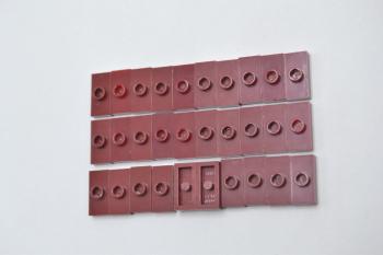 Preview: LEGO 30 x Fliese dunkelrot Dark Red Plate 1x2 with 1 Stud without Groove 3794a