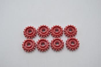 Preview: LEGO 8 x Zahnrad rot Red Technic Gear 16 Tooth Clutch on Both Sides 18946