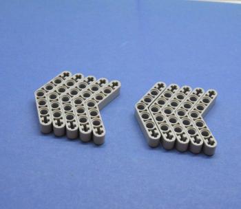 Preview: LEGO 10 x Technik Liftarm 45° dick 1x7 neuhell grau technic angular beam 32348
