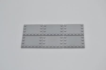 LEGO 6 x Fliese Randnoppe neuhell grau Light Bluish Gray Tile 4x6 6180