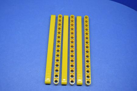 LEGO  6 x Technic Liftarm dick gelb Yellow Technic Liftarm 1x15 Thick 32278