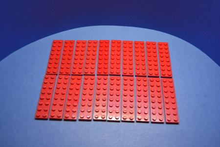 LEGO 20 x Basisplatte Grundplatte Bauplatte rot Red Basic Plate 2x8 3034