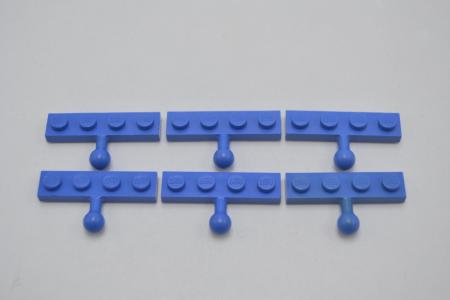 LEGO 6 x AnhÃ¤ngerkupplung blau Blue Plate Modified 1x4 with Tow Ball 3184