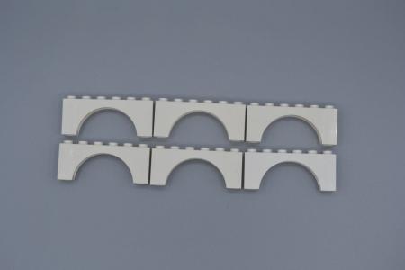 LEGO 6 x BrÃ¼ckenstein weiÃŸ White Brick Arch 1x6x2 Thick Top 3307